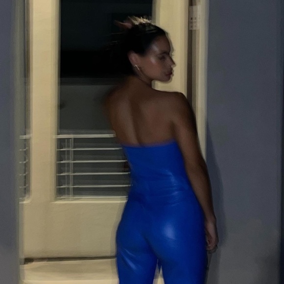 Dynamite Blue Leather Pants - Picture 3 of 7